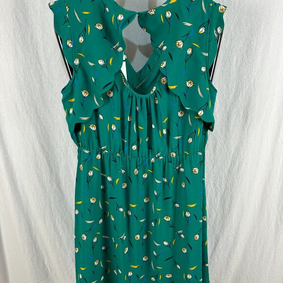 41 Hawthorn Stitch Fix Dress Womens Petite XL Green Floral Midnight Scallop NWT - Picture 6 of 8